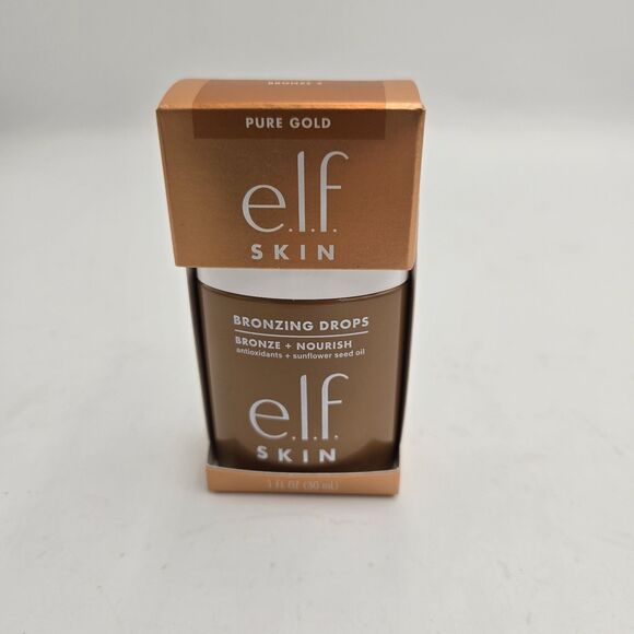 e.l.f. SKIN Bronzing Drops 1oz Liquid Bronzer For Face & Skin Pure Gold Bronze 2 - Picture 1 of 7